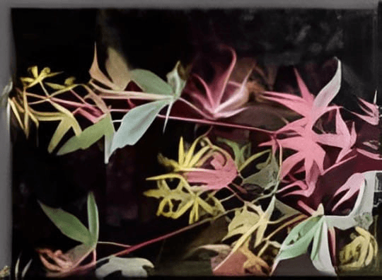 A large plant with maroon leaves.